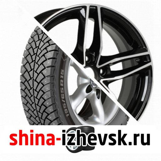 Колесо в сборе BF Goodrich G Force Stud 215/55 R16 Q 97 + iFree Moskva 6.5xR16 5×114.3 ET45 DIA67.1 Чёрный глянцевый с полированной лицевой частью в Ижевске